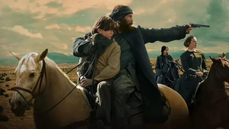 escena del oeste con pistoleros y paisaje desértico en Érase una vez el Oeste