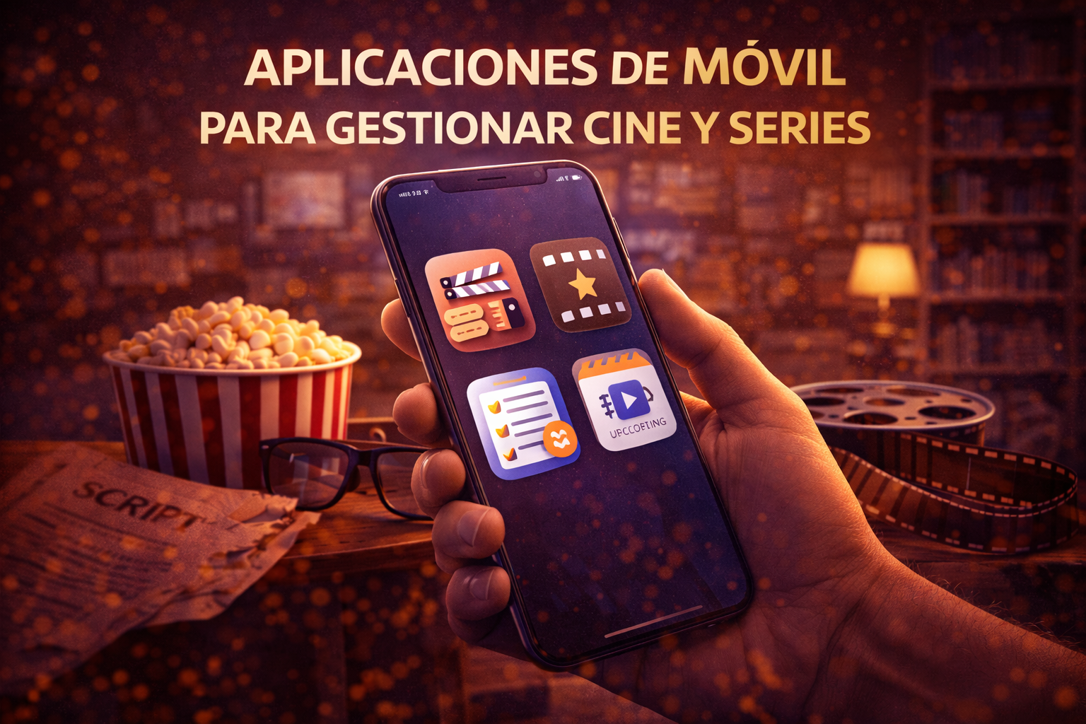 iconos de aplicaciones de cine y series en pantalla de móvil