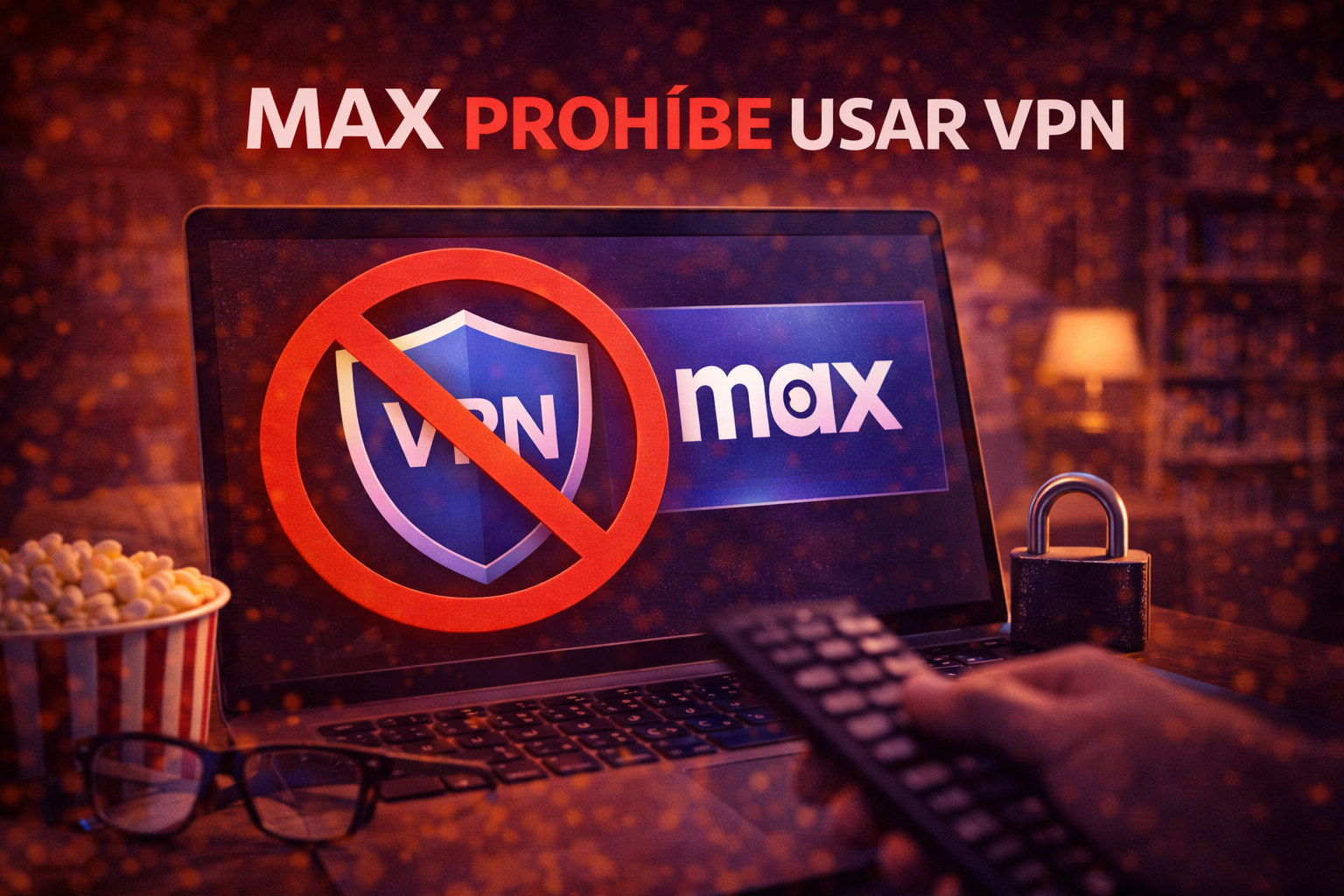 pantalla de error de Max bloqueando acceso por uso de VPN en un televisor