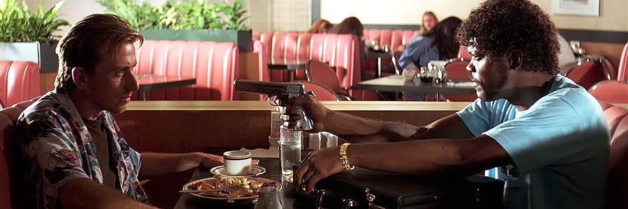 Pulp Fiction 1994 escena diner Jules Vincent película Quentin Tarantino